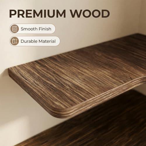 ZOESEEK Corner Floating Shelves, Set of 5 L-Shape Wood Wall Mounted Shelves for Bathroom Kitchen Bedroom Living Room Laundry Room Home Decor, Wood Corner Shelves Rustic Brown - Thumbnail 5