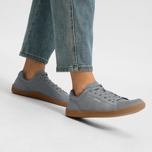 AIRHAS Womens Minimalist Barefoot Shoes Zero Drop Wide Toe Box Shoes Lightweight Casual Fashion Sneakers for Women(Dark Grey/Gum,7.5 - Thumbnail 2
