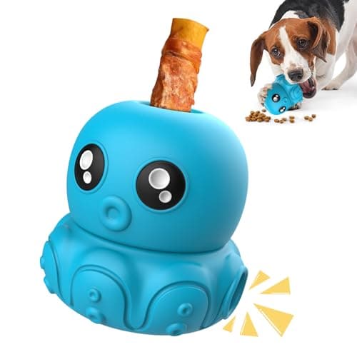 COSOWO Octopus Chew Toy for Dogs Safe & Durable Silicone Interactive Dog Toy, Treat Holder, Slow Feeder & Squeaky Toy, Fun Treat Dispenser for Indoor & Outdoor Play, Blue