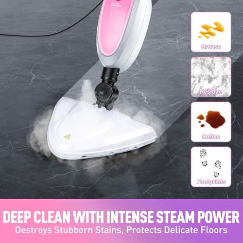 Steam Mop & Detachable Handheld Steamer 2-in-1 Design, 20s Fast Heat-Up, 16FT Power Cord, 10-in-1 Multi-Purpose Steam Cleaner for Hardwood Floors/Carpet/Tile/Grout/Window/Stove for Deep Home Cleaning - Thumbnail 2