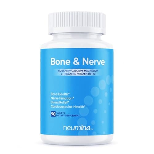 Bone & Nerve Complex, Aquamin Calcium, Aquamin Magnesium, Magnesium Glycinate, L-Theanine, Vitamin K2, Vitamin D3, Bone Health, Nerve Function, Stress Relief, Cardiovascular Health, Vegan, 90 Servings - Image 1