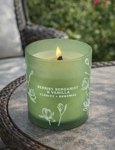 Berries Bergamot Vanilla Candle | 10.6oz Wood Wick Soy Scented Candle for Home | Aromatherapy Stress Relief Candle | Clean Burning, Long Lasting Candles | Self Care Gift for Women & Men - Thumbnail 6