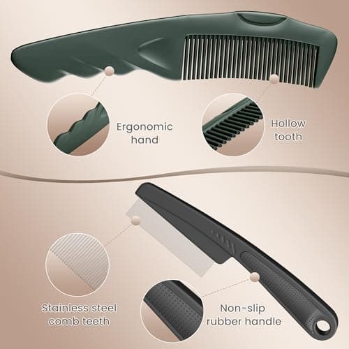 Dafeng Dandruff Comb 2PC Upgraded Fine Tooth Scalp Detox Comb Sweep & Massage Lice Stainless Steel Scalp Detoxing Hair Brush Tool Hair Care for Women, Men & Kids (Green) - Thumbnail 5