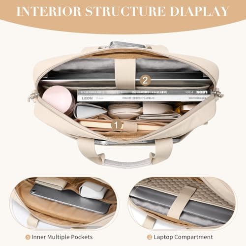 GOLF QUALITY Laptop Tote Bag for Women Casual Tote Bag for Business Teacher Carry On Crossbody Bag,16 In,Apricot - Thumbnail 4