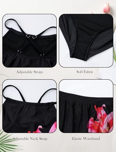 Seanrui Girls Swimsuits Size 10-12 Teen One Piece Swimsuit Tankini Bathing Suits with Skirt 2026 Adjustable Strap Swimwear - Thumbnail 6