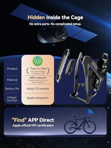 Bike Water Bottle Cage with Built-in Item Finder, Works with Find My App, Hidden Anti-Loss Bicycle Finder, No Extra Tag Needed, Waterproof Bottle Holder for Road Bike MTB E-Bike - Thumbnail 6