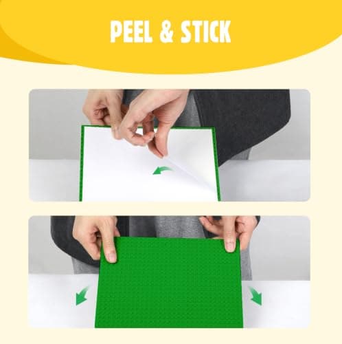 Lekebaby 8 Pack Peel and Stick Base Plates, 10"x10" Classic Self-Adhesive Building Boards - Compatible with Major Brands, Sturdy Stacking Play Table Top, Green - Thumbnail 6
