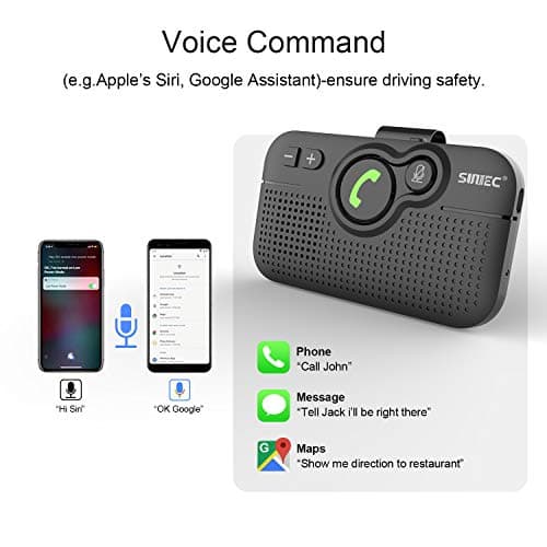 SUNITEC Bluetooth Car Speaker for Cell Phone, Handsfree Bluetooth Car Kit Motion AUTO ON Off Support Siri Voice Assistant Handsfree Speakerphone with Visor Clip - BC980P - Thumbnail 6