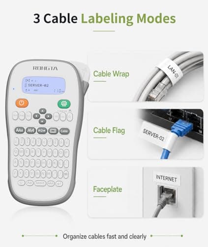 Rongta TH110 Bluetooth Handheld Label Maker Machine with 1 Tape, QWERTY Keyboard Portable Label Printer, for Home, Office, Organization - Thumbnail 3