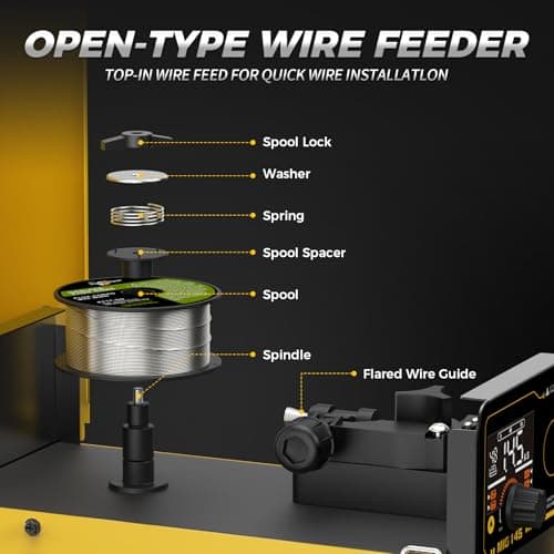 145 MIG Welder with LED Display IGBT Inverter Welder 110V Flux Core MIG/Lift Tig/Stick Welding Machine 2T 4T Three in One Professional MIG Welder for Home and Industrial Use - Thumbnail 4