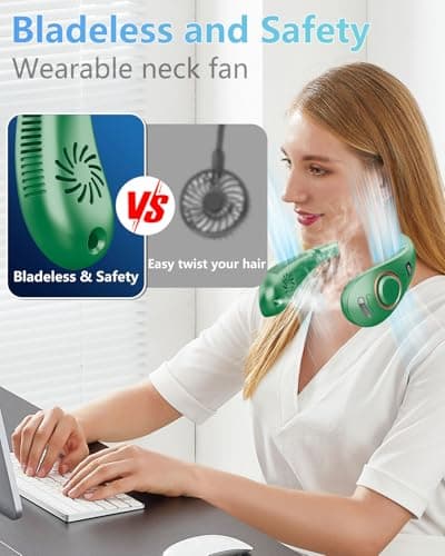 Personal Fans for Your Neck,Folding Neck Fan with Mist Spray Rechargeable Usb-C 5 Speeds,Light Weight Neckband Cooling Water Misting Fans that Blow Cold Air,Cordless Compact Fan for Adults Kids Labor - Thumbnail 6