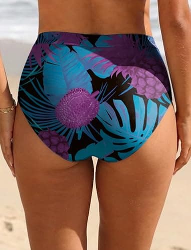 Arolina Women's Plus Size High Waisted Swim Shorts Tummy Control Ruched Bikini Bottoms Full Coverage Tankini Bathing Ruched Suit Bottoms - Thumbnail 2