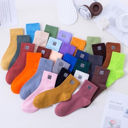 HUGSWEET Thin Soft Cotton Crew Socks for Women Ankle above Bootie Socks Gifts for Women 5-10 Pairs - Thumbnail 6