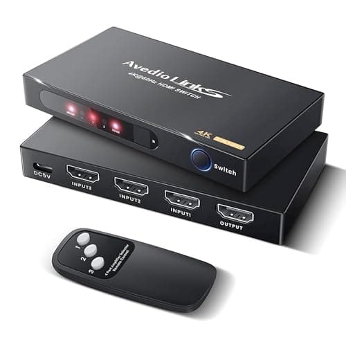 avedio links 4K HDMI Switch with Remote 3x1, 3 in 1 Out HDMI Splitter with Remote, Auto Switch HDMI 2.0 Box Support 4K@30Hz, HDCP2.2, HDR, 3D, for PS5/PS4, Xbox, Fire Stick, Blu-ray, HDTV, Projector - Image 1