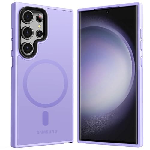 TISOOG Strong Magnetic for Galaxy S24 Ultra Case, [Compatible with Magsafe] [Military Grade Drop Tested] Translucent Matte Slim Case for S24 Ultra 6.8 inch,Light Purple - Image 1