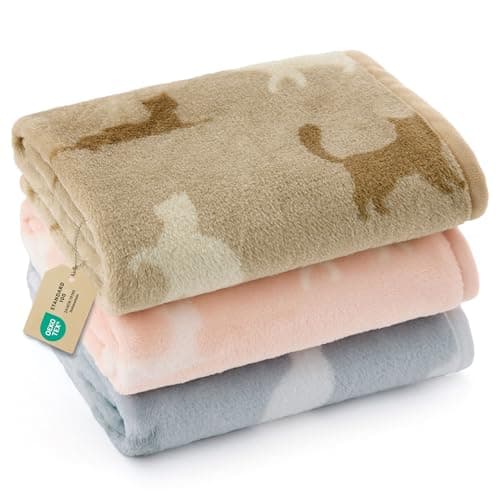 Bedsure 3-Pack Cat Blanket, Ultra-Soft Flannel Fleece Pet Blankets with Cute Cat Prints, Machine Washable Blanket for Indoor Crate, Carrier & Travel, Throw Blanket for Kitten Puppy Doggy, 30x20
