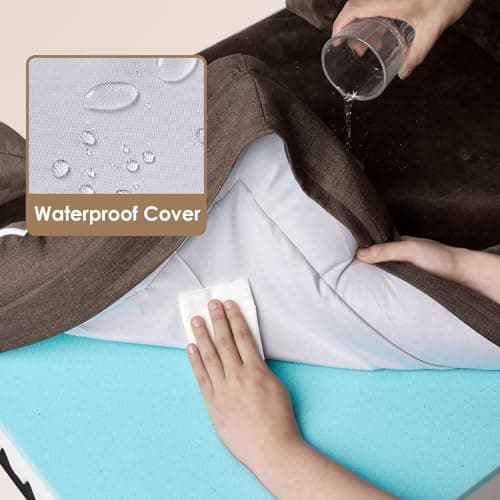 EHEYCIGA Orthopedic Dog Beds for Large Dogs, Waterproof Memory Foam Large Dog Bed with Sides, Non-Slip Bottom and Egg-Crate Foam Pet Couch Bed with Washable Removable Cover, Brown - Thumbnail 3