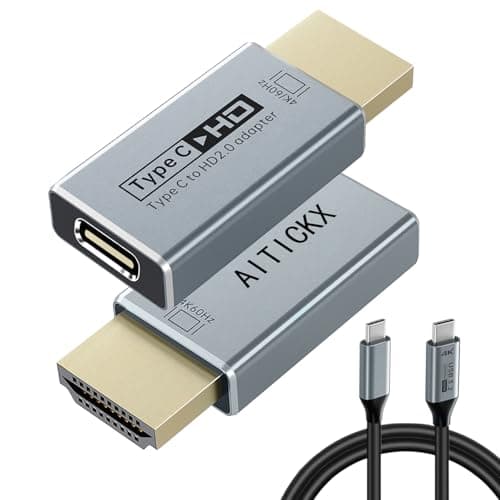 USB-C Female to HDMI Male Adapter 4K 60Hz, Uni-Directional Video Converter for Thunderbolt 3/4/5, Compatible with MacBook Pro/Air, iPhone 17 [Includes 6.6Ft USB-C Video Cable]