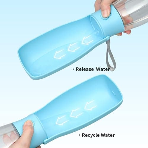 Dog Water Bottle, Leak Proof Portable Puppy Water Dispenser, Travel Puppy Water Bowl, Foldable Transparent Dog Water Bottle for Pets Outdoor Walking, Hiking, Travel, Food Grade Plastic - 19oz Blue - Thumbnail 4