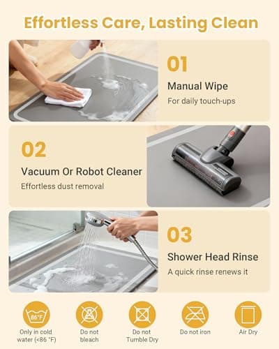 Soft Diatomaceous Earth Bath Mat, Quick Dry Bathroom Mats 2 Piece, Gray Super Absorbent Bath Mat Set, Washable Non Slip Bathroom Rugs, Stone Bath Mats Alternative, 15.74" x 23.62" Plus 15.74" x 47.2" - Thumbnail 5