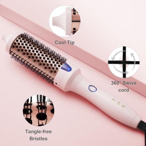K&K Thermal Brush Curling Iron 1.77 Inch Ceramic Tourmaline Ionic Hair Styler for Loose & Voluminous Curls, Dual Voltage for Long Hair - Thumbnail 5