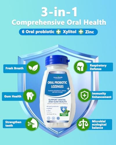 Anven Health Oral Probiotics Lozenges for Mouth Bad Breath & Gum Repair - 6 Strains with Prebiotic, Zinc & Ca for Dry Mouth Relief, Enamel Shield, Mint Flavor with Xylitol - 90 Lozenges, Sugar-Free - Thumbnail 3