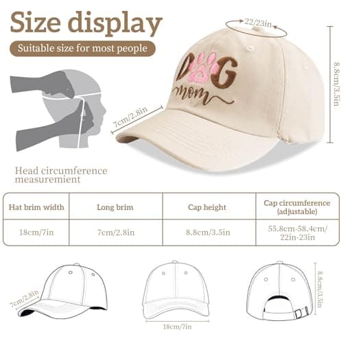 Skdgih Dog Mom Gifts for Women, Adjustable Embroidered Dog Mom Hat for Dog Lovers - Thumbnail 5