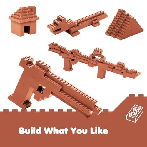 Lekebaby Classic Building Bricks, 200 Piece 2x4 Building Blocks STEM Creative Building Toys Compatible with All Major Brands, Educational Toy for Boys Girls 6 Years Old and Up(2x4 Light Brown) - Thumbnail 3