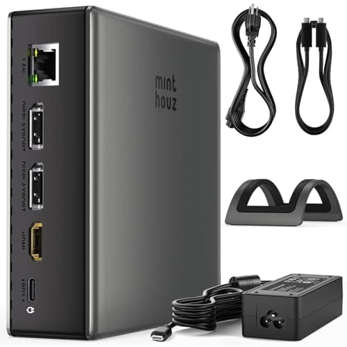 Minthouz USB C Docking Station for Laptop, Triple 4K Display with Dual DisplayPort & HDMI,140W Power Delivery, 10Gbps USB A/C Ports, Gigabit Ethernet, Audio/Mic USB C Hub for MacBook,Dell,HP,Surface