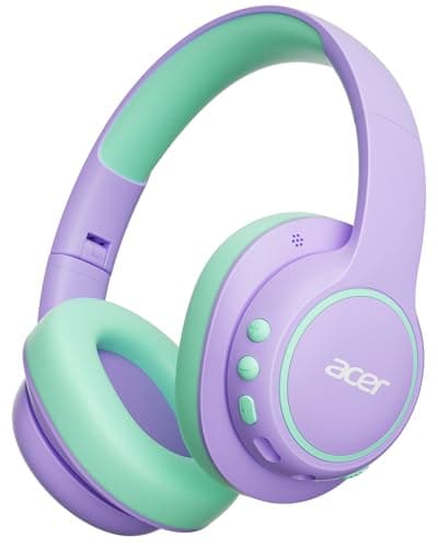 acer Kids Bluetooth Headphones, Over Ear Headphone for Kids with Mic, 75H Playtime, 85dBA Safe Volume, Bluetooth 6.0, USB C Fast Charging, Toddler Headphones for iPad/Tablet/Travel/School-Purple Green - Image 1