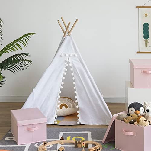 GRANNY SAYS Storage Bins Fabric, Storage Bins with Lids, Collapsible Storage Box Closet Shelf, Decorative Storage Baskets for Organizing Bedroom Dorm Nursery, Pink, Medium, 3-Pack - Thumbnail 2
