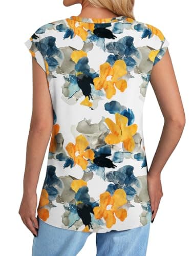 NORACORA Floral Tops for Women Summer Outfits 2026 Comfy Crew Neck T Shirts Chic Hawaiian Outfits Women Blouses Dressy Casual Spring Colored Shirts Multicolor Floral S - Thumbnail 6