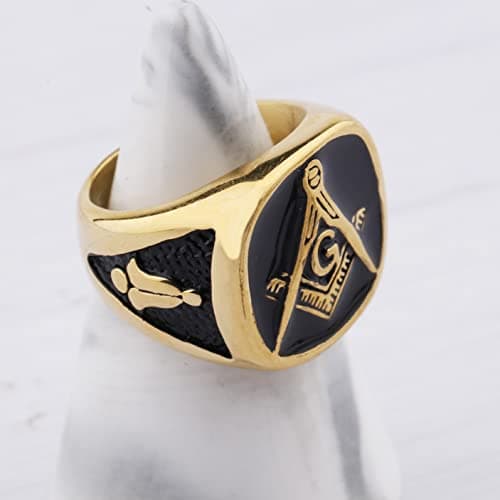 YLWJSP Freemason Gifts Masonic Biker Ring - Master Mason Signet Style Jewelry Band (G 9) - Thumbnail 4
