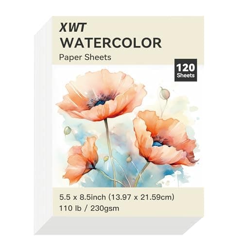 XWT 120 Sheets Watercolor Paper Bulk, 5.5x8.5in 110lb/230gsm, Cold Pressed Acid Free Natural White Textured Water Color Painting Art Supplies, Drawing Gift for Professional Adult Artists
