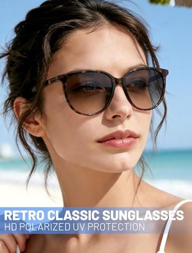 YMRFW Retro Polarized Sunglasses for Women Men Classic Vintage Style Trendy Shade UV400 Protection Lens - Thumbnail 2