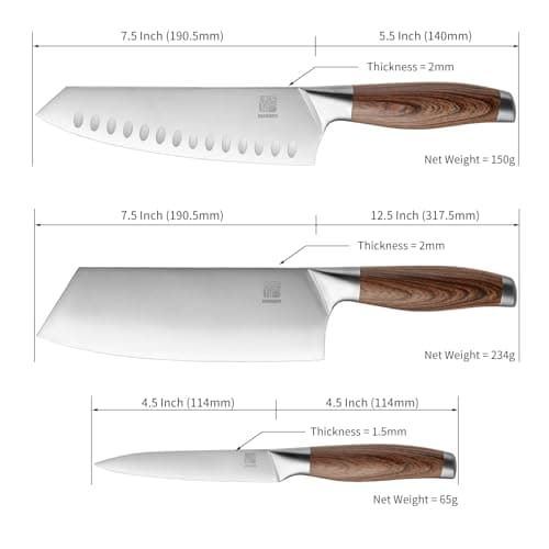 HAOCHUYI 3-Piece Professional Chef Knife Set - Ultra-Sharp Kitchen Knives with Ergonomic Steel Handle, Ideal for Home, Outdoor, Camping, BBQ, and Gifts for Men - Thumbnail 2