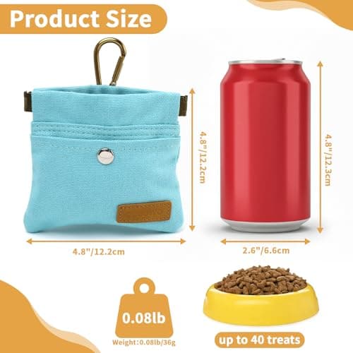COSOWO Dog Treat Pouch, Hand Free Dog Training Treat Bag with Carabiner & Magnetic Buckle, Auto Closing Dog Walking Bag for Puppy Travel or Outdoor Use, Pet Feed Snack Reward Pocket, Black - Thumbnail 2