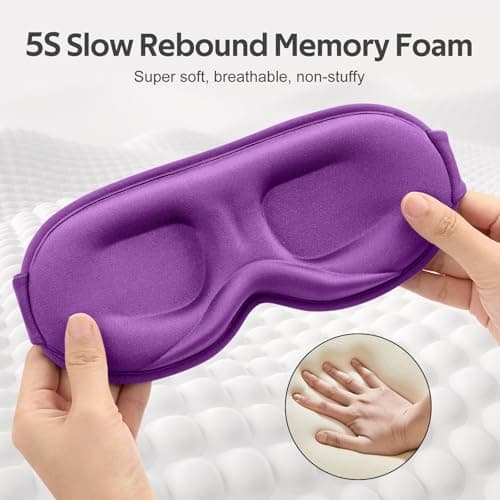 Vynix® Sleep Mask for Women Men - 100% Blackout Eye Masks for Sleep - 3D Soft Sleeping Mask for Side Sleepers - Zero Pressure Lash Extensions Eye Cover Shade for Airplane Travel Essentials, Purple - Thumbnail 5