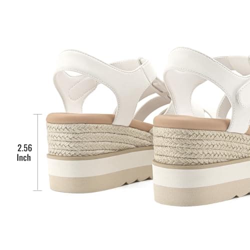Athlefit Espadrille Low Wedge Sandals for Women Comfortable Casual Open Toe Platform Sandals for Summer Beach Vacation White, Size 9.5, SAPS2612W - Thumbnail 5