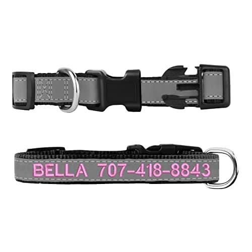 Reflective Personalized Dog Collar - Custom Embroidered Dog Collars with Pet Name and Phone Number for Boy and Girl Dogs, 4 Adjustable Sizes, XSmall,Small, Medium and Large - Thumbnail 3