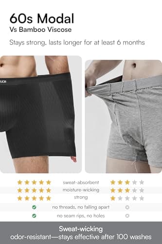 GOOTUCH Mens Boxer Briefs Underwear Pack, Odor Control Modal Underwear, Moisture Wicking Ultra-Soft Cooling Seamless, Silver-Ion Tech (2 Black/ 2 Dark Gray, S) - Thumbnail 5