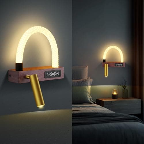 FRIDEKO HOME Wall Sconces for Bedroom, Modern Light Fixtures with 350° Rotation & 3-Color Adjustable Light, Dragon Weave Texture Bedroom Bedside Reading lamp for Bedroom, Study - Image 1