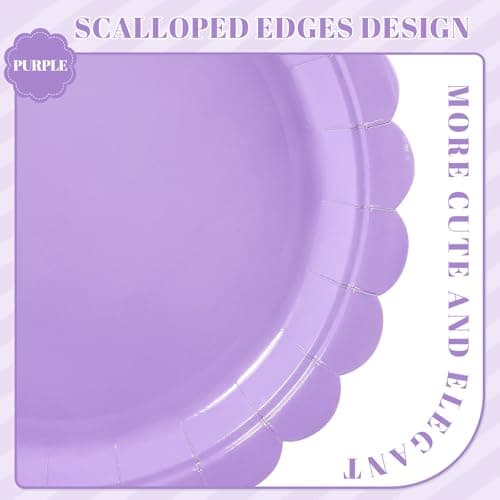 NatNarr 30 Pcs Lavender Plates 9 Inch Disposable Scalloped Easter Plates Light Purple Birthday Plate Cute Dessert Party Plate for Easter, Wedding, Bridal Shower, Girls Birthday - Thumbnail 3