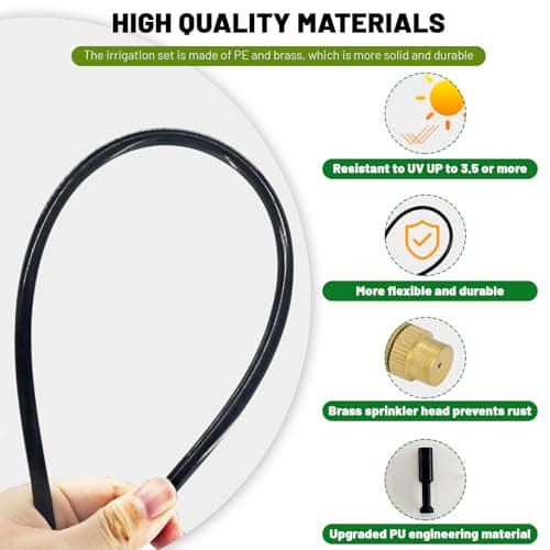 360° Adjustable Drip Irrigation System - 50FT Garden Watering System with 16 Nozzles, Garden Irrigation System, Greenhouse Accessories, Atomizing System for Yard, Lawn, Plants, 5/16 inch Tubing - Thumbnail 3