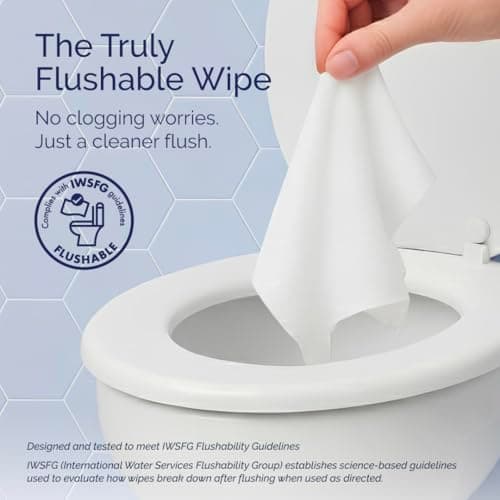 Hoppi Flushable Wipes for Toddlers, Silky Flush Designed for Kids Potty Training, Hypoallergenic, 99% Water, Plant-Based, Fragrance Free, Sewer & Septic Safe Baby Water Wipes, 4 Pack (224 Wipes) - Thumbnail 2