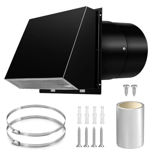 10 Inch Wall Vent Exhaust Vent Dryer Vent Cover Outside for Kitchen Range Hood Dryer,Black - Image 1