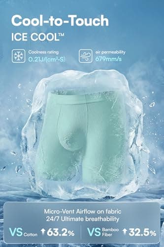 GOOTUCH Men's Breathable Cool Underwear, Moisture Wicking Odor Control Boxer Briefs, Seamless Thin Waistband & Quick Dry (Black, Dark Grey, Grey Blue,Green,X-Large) - Thumbnail 3