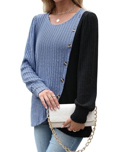 Womens Sweaters Hoodie Chocolate Brown Fall Clothing Going Out Tops for Women Trendy Cowgirl Outfits Dusty Blue X-Large - Thumbnail 4