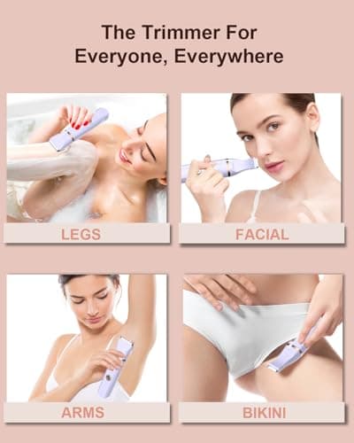 Bikini Trimmer for Women,Painless Electric Razor & Body Shaver for Pubic Hair,IPX7 Waterproof Hair Trimmer Women with Ceramic Blades,USB Rechargeable,Wet/Dry Use,Gifts for Women（Light Purple） - Thumbnail 6