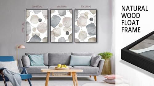 Large Abstract Canvas Wall Art - Geometric Framed Wall Decor Modern Circles and Lines Paintings Light Colors Minimalist Pictures for Living Room Bedroom Office Bathroom 20" X 28" X 3 Panels - Thumbnail 6